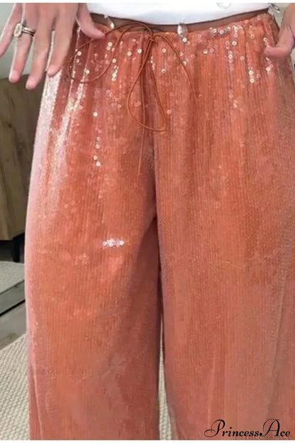 Sequin Loose Wide-Leg Casual Pants