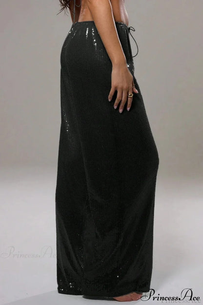 Sequin Loose Wide-Leg Casual Pants