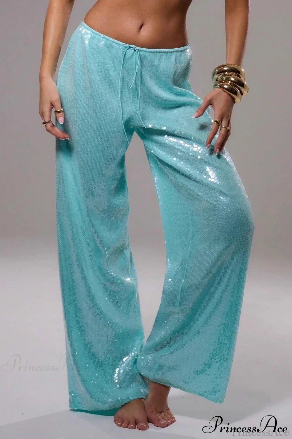 Sequin Loose Wide-Leg Casual Pants