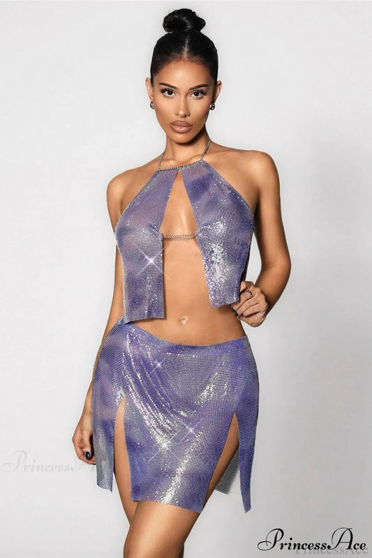 Sequin Metallic Print Backless Mini Party Dress