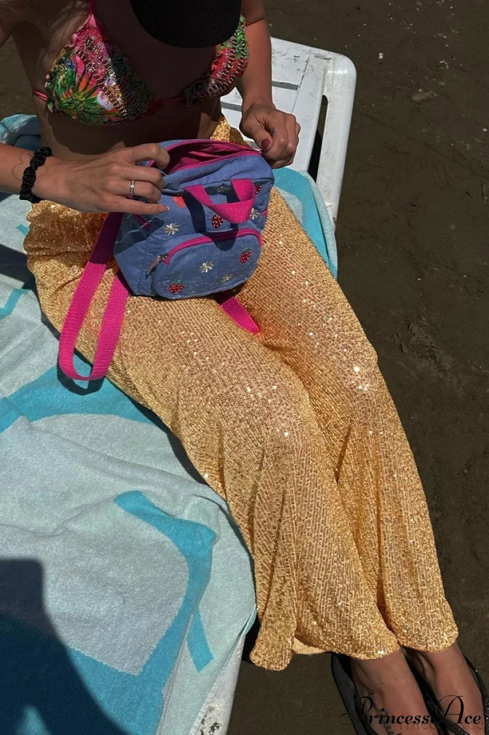 Sequin Slim-Fit Straight Casual Pants