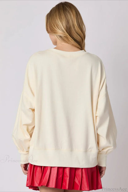 Sequined Crew Neck Pullover Sweatshirt