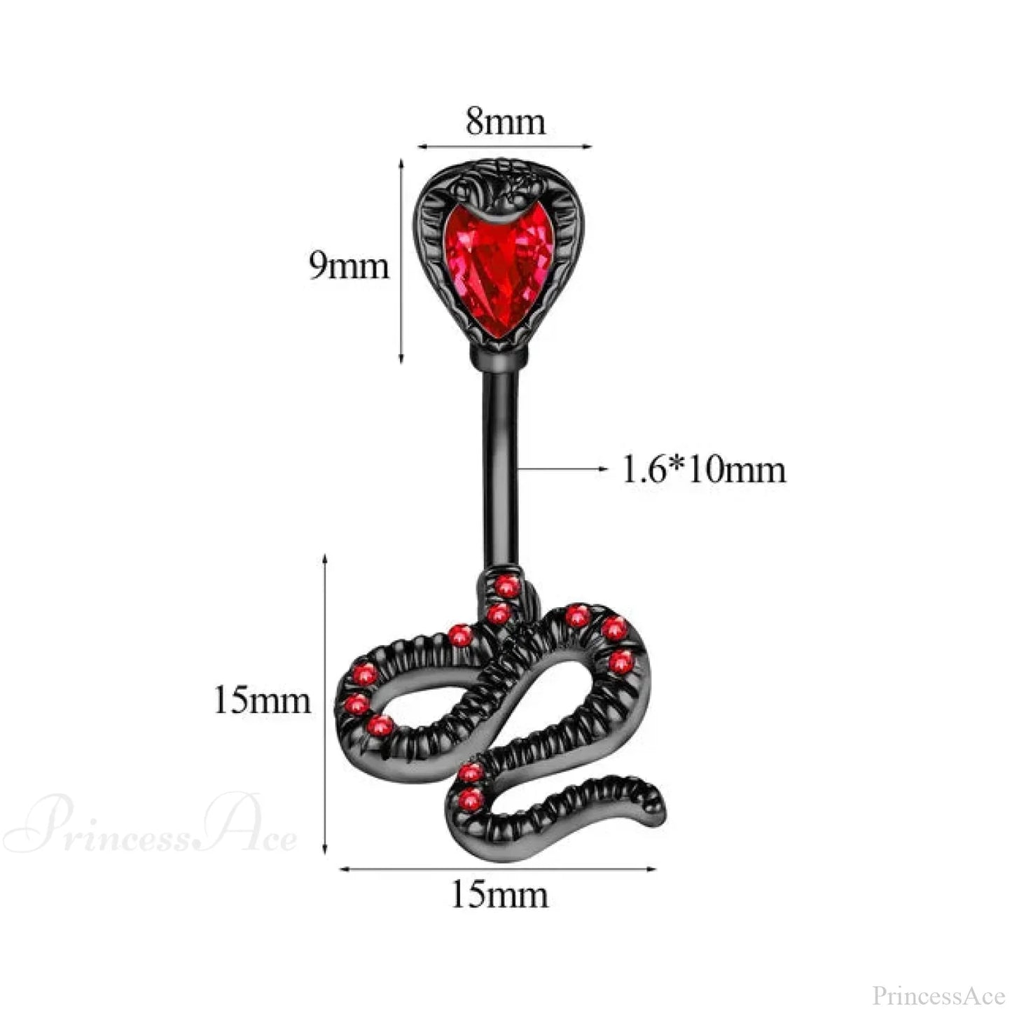 Serpent Crystal Bloom Dark Belly Ring