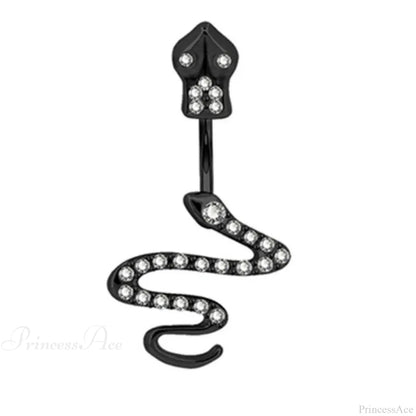 Serpent Crystal Bloom Dark Belly Ring