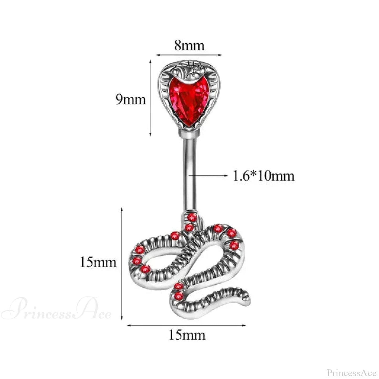 Serpent Crystal Bloom Dark Belly Ring