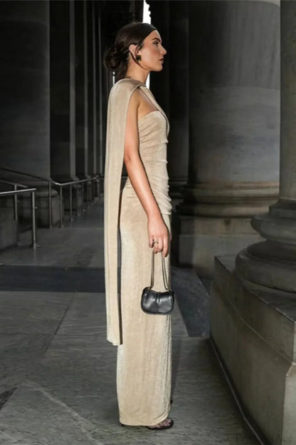 Sexy Fitted Ruffled Halter Sash Backless Maxi Dress