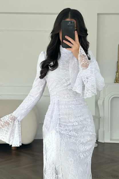 Sexy Lace Long Sleeve Bodycon Maxi Evening Dress