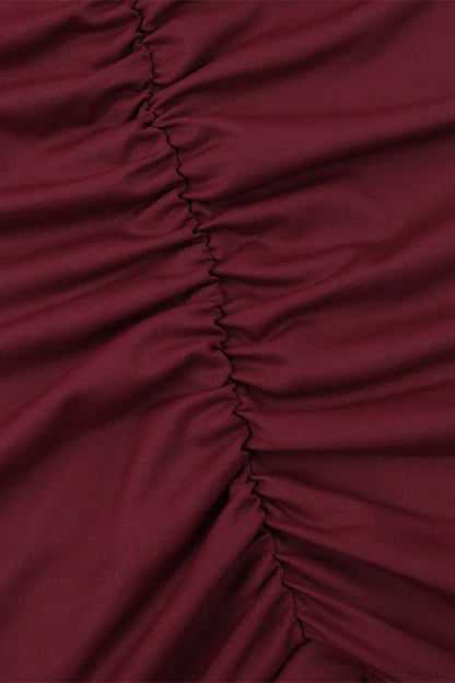 Sexy Off Shoulder Ruched Ruffle Long Sleeve Mini Dress