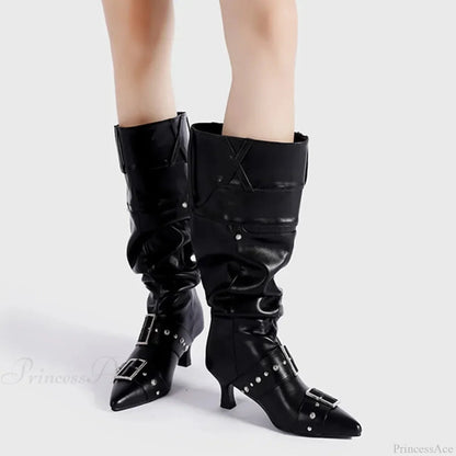 Sharp Toe Metal Rivet Gothic Tall Boot