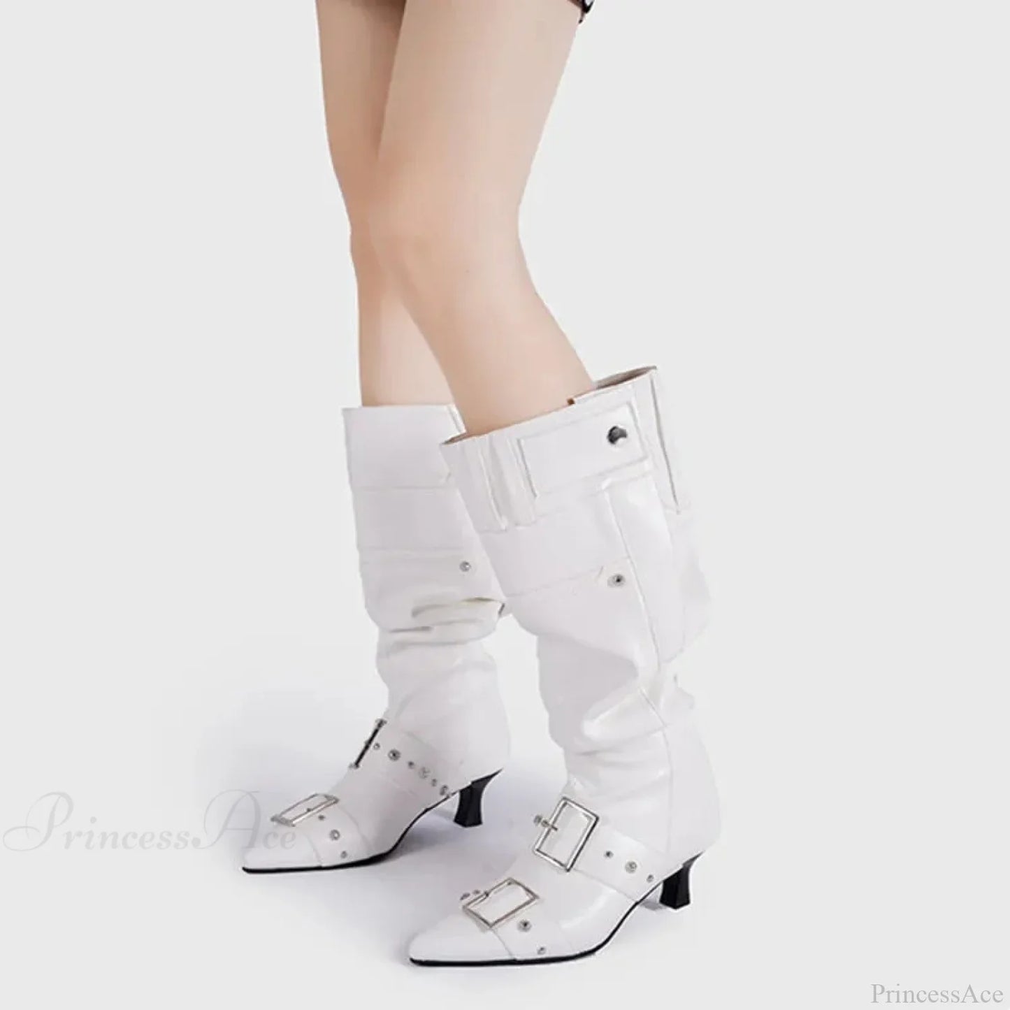 Sharp Toe Metal Rivet Gothic Tall Boot