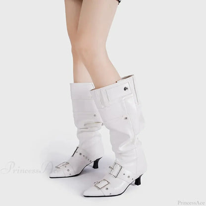 Sharp Toe Metal Rivet Gothic Tall Boot