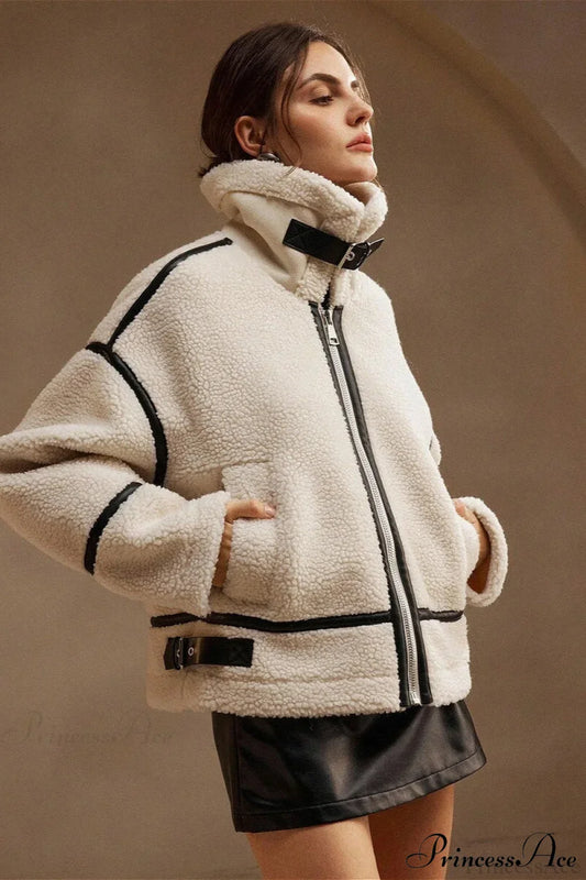 Shearling Biker Thick Fleece Coat