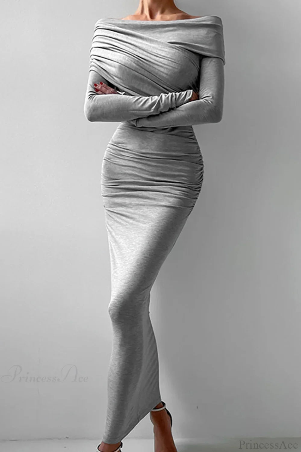 Sheath Off Shoulder Sleek Maxi Dress