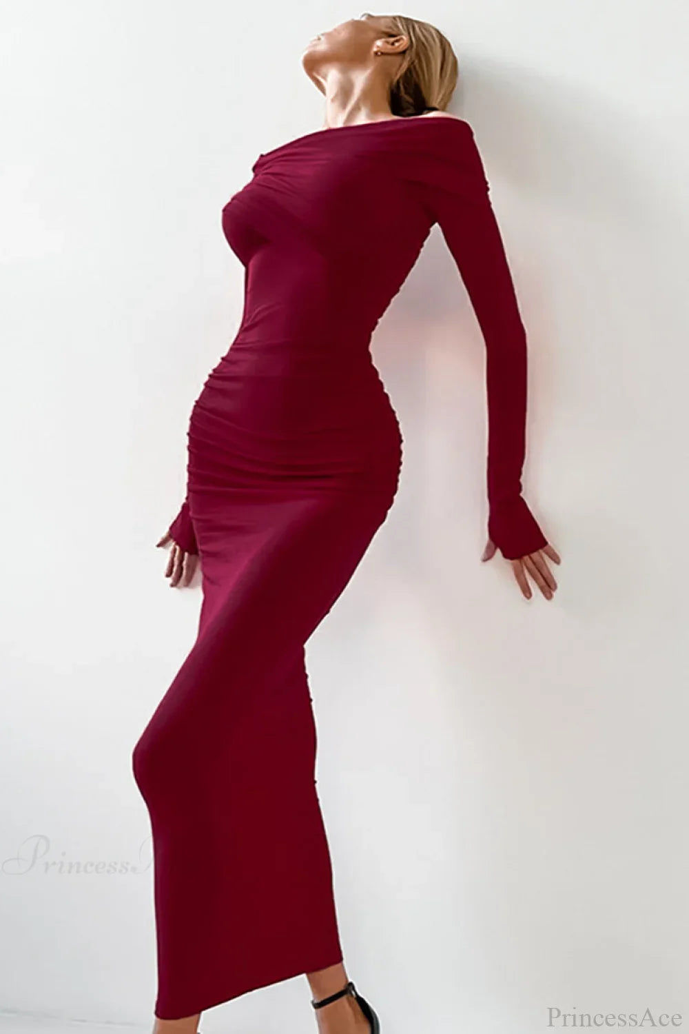 Sheath Off Shoulder Sleek Maxi Dress