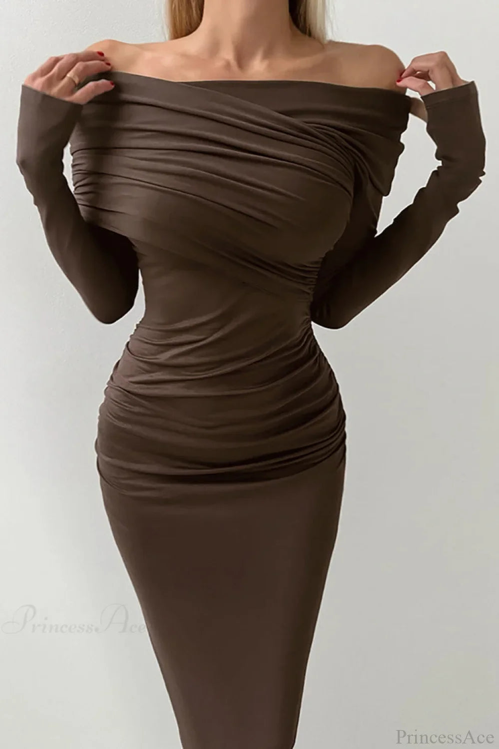 Sheath Off Shoulder Sleek Maxi Dress