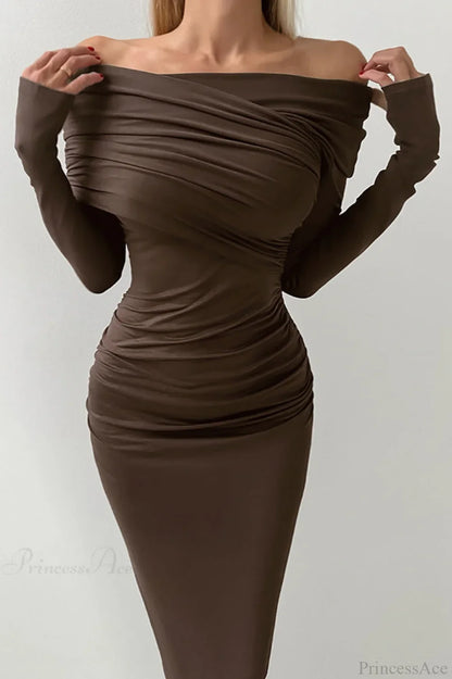 Sheath Off Shoulder Sleek Maxi Dress