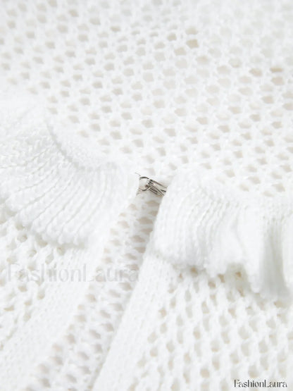 Sheer Crochet Eyelet Fly Away Cardigan