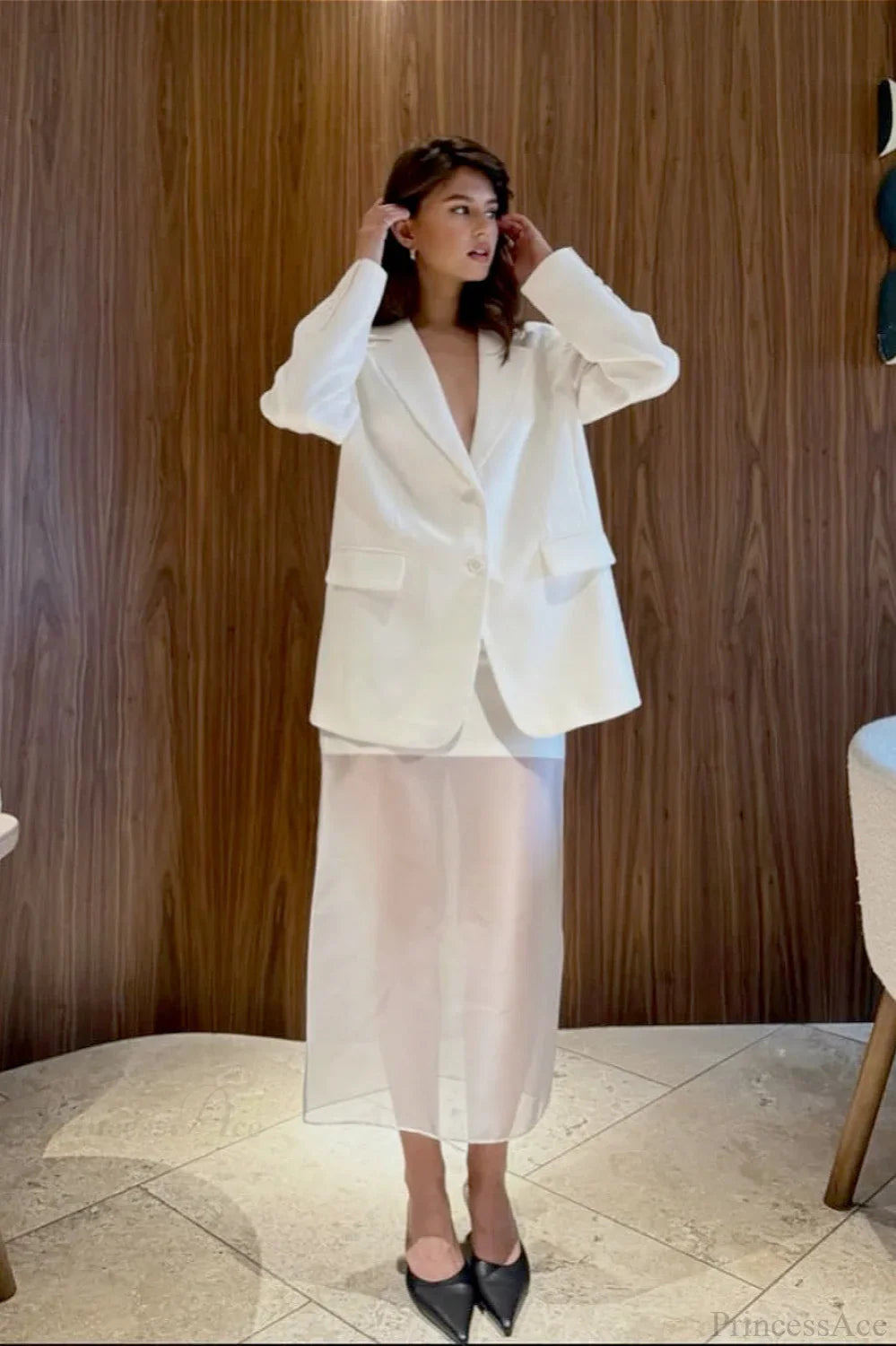 Sheer High Waist Midi Skirt