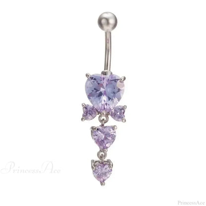 Shiny Crystal Heart Dark Belly Ring
