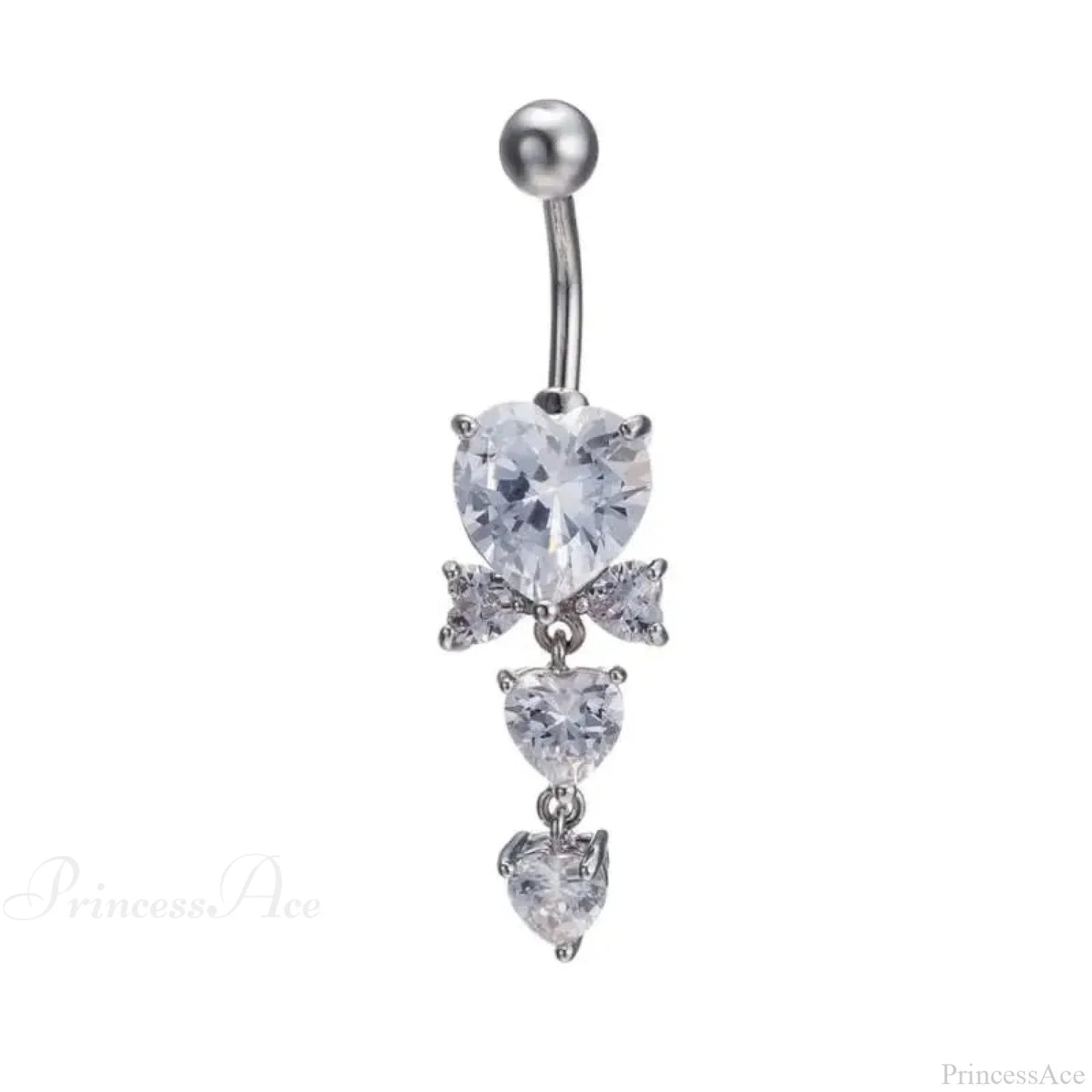Shiny Crystal Heart Dark Belly Ring