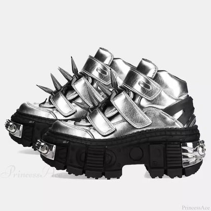 Shiny Gothic Tie-Up Elevated Sneaker
