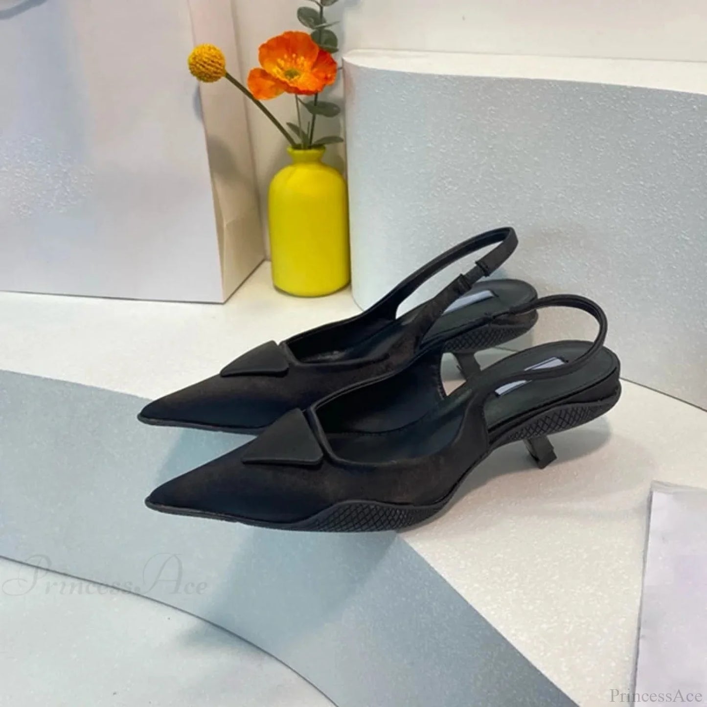 Shiny Leather Gothic Slingback Pointed Toe Tall Heel