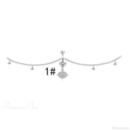 Shiny Metal Chain Dark Belly Ring
