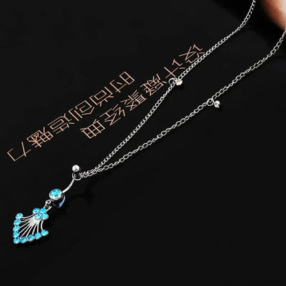Shiny Metal Chain Dark Belly Ring