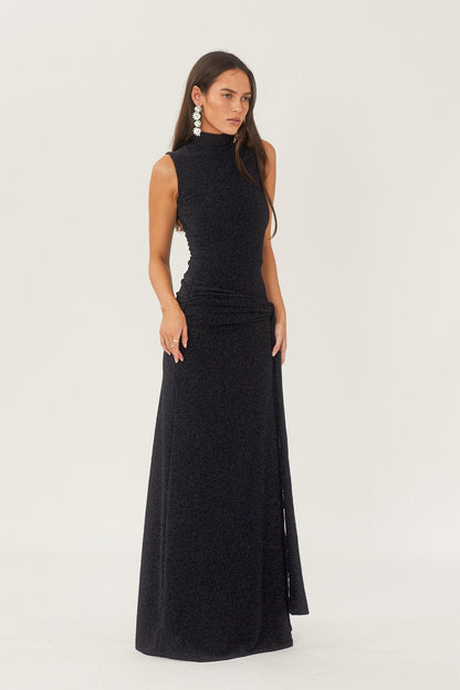 Shonna Metallic Strap Maxi Knit Dress