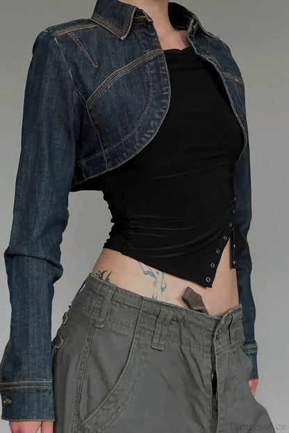 Short Denim Retro Washed Sexy Lazy Shirt Coat