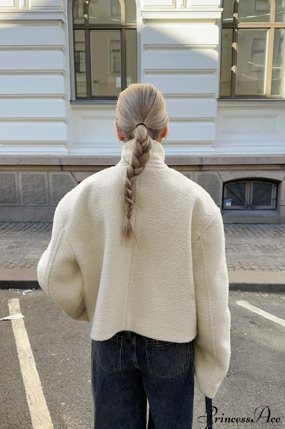 Short Stand Collar Sherpa Jacket