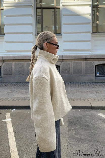 Short Stand Collar Sherpa Jacket