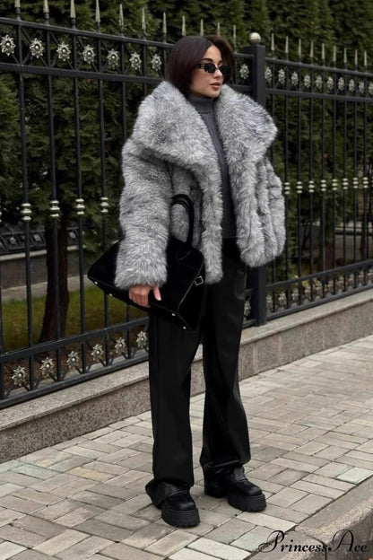 Silver Fox Faux Fur Short Lazy Coat