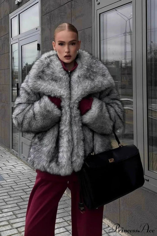 Silver Fox Faux Fur Short Lazy Coat