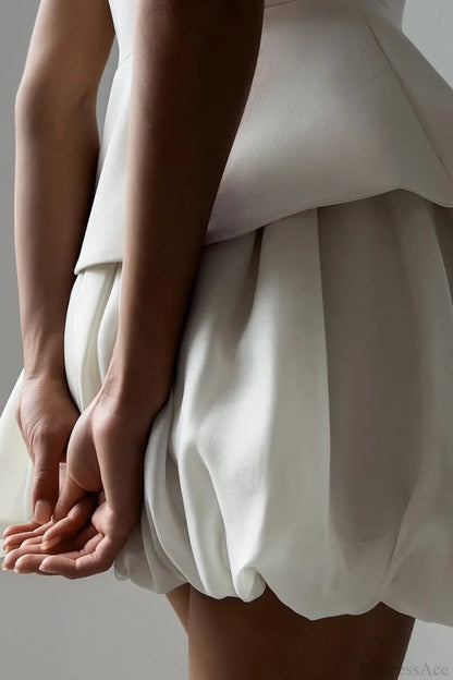 Sleeveless Vest Puff Skirt Two Piece Set