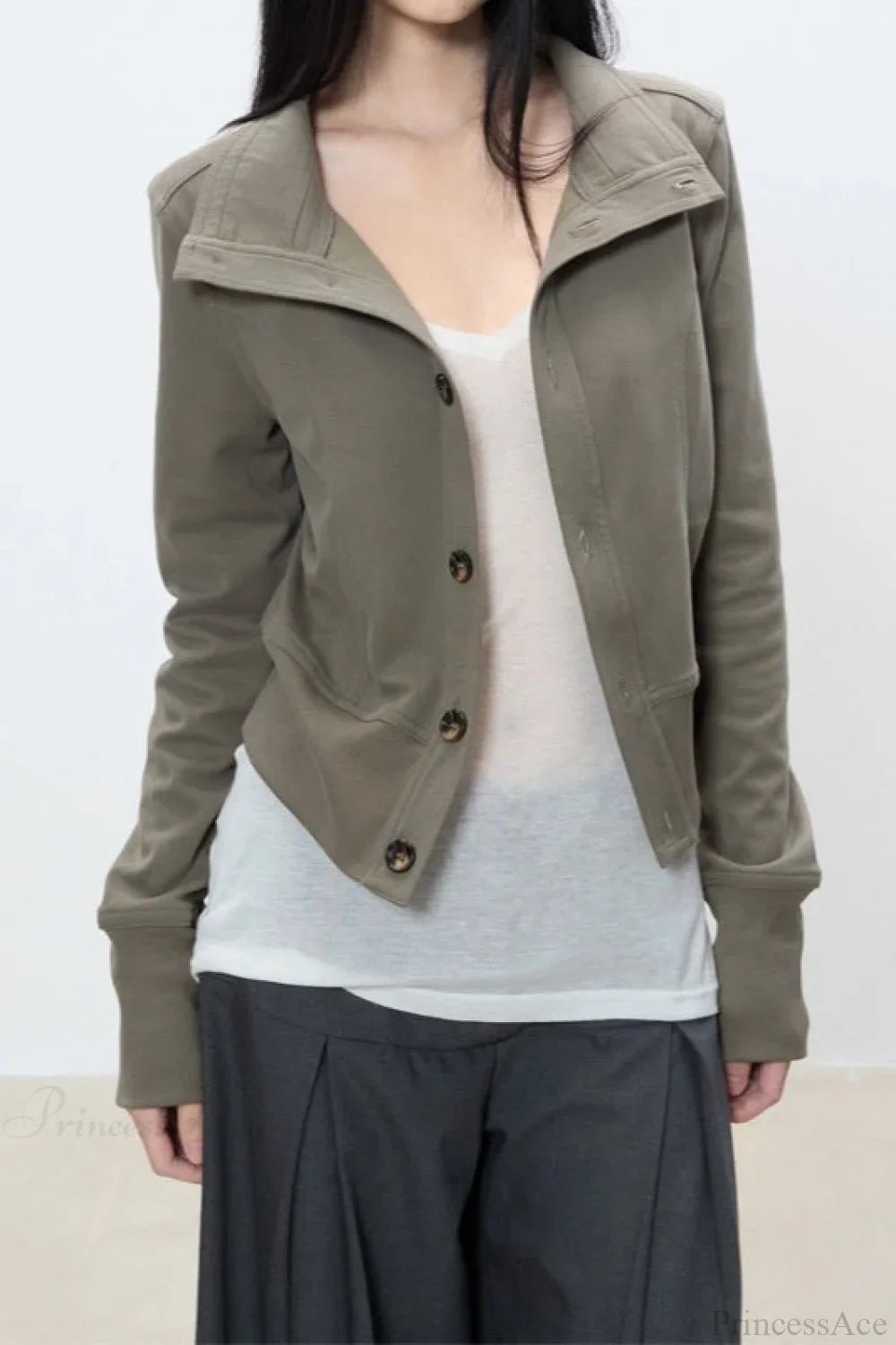 Slim Cropped Turtleneck Casual Jacket