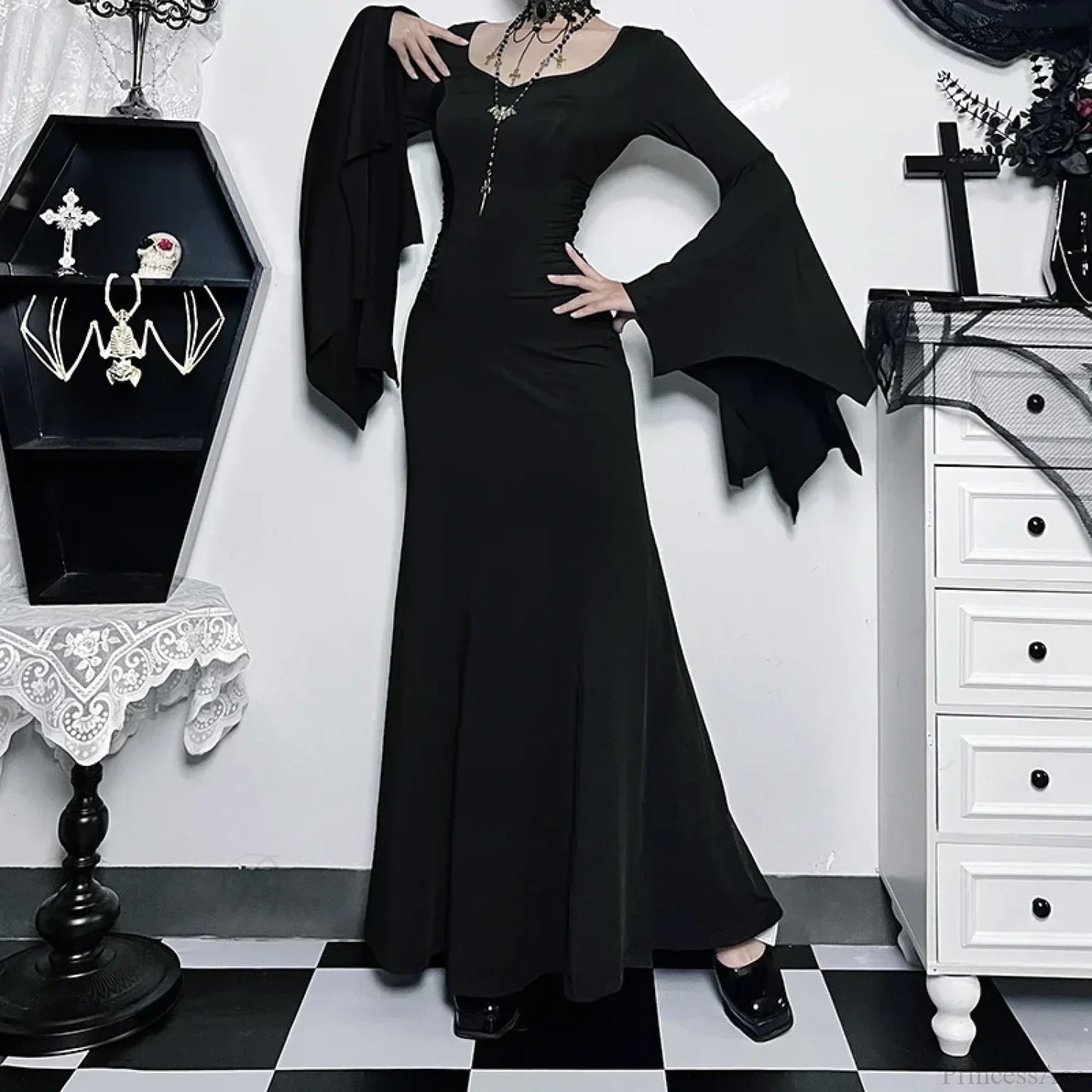 Slim Gothic Fall Daily Comfort Maxi Dress