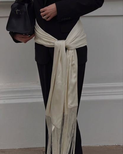 Isabelle Fringe Tassel Satin Scarf Belt