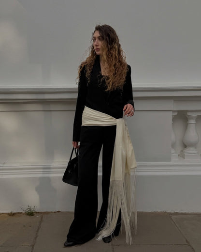 Isabelle Fringe Tassel Satin Scarf Belt