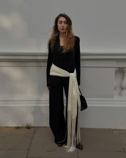 Isabelle Fringe Tassel Satin Scarf Belt