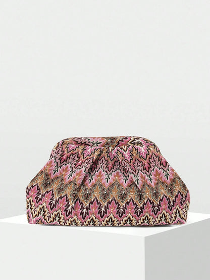 Bianca Jacquard Pleated Clutch