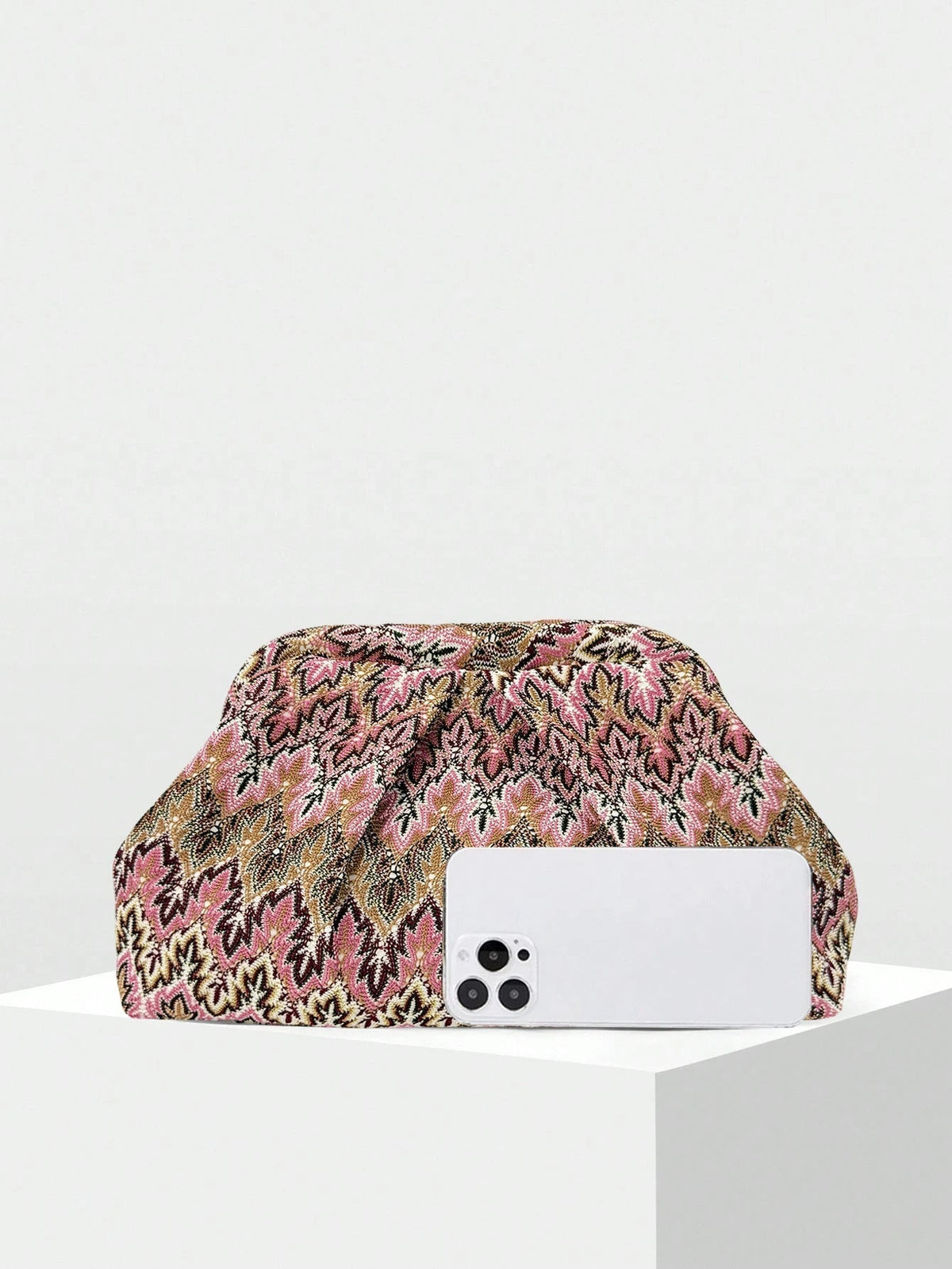 Bianca Jacquard Pleated Clutch