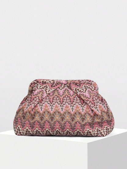 Bianca Jacquard Pleated Clutch