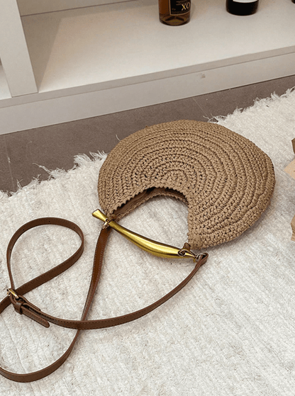 Sophia Sequined Straw Shoulder Bag