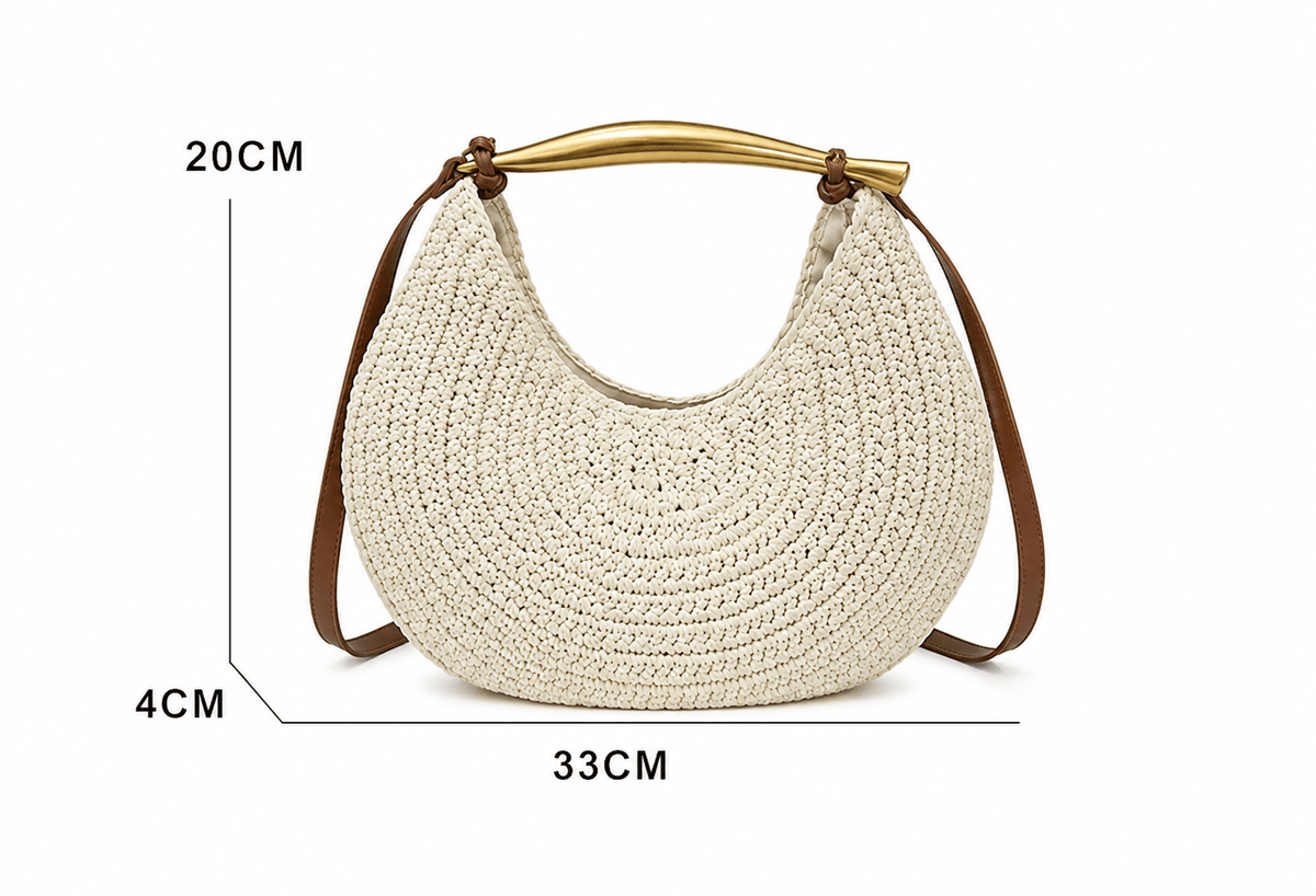 Sophia Sequined Straw Shoulder Bag