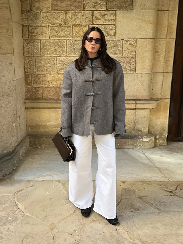 Gloria Double-Faced Knot Mandarin Jacket