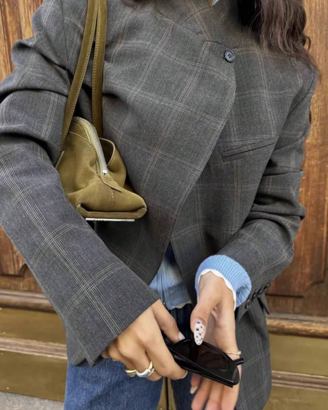 Katie Plaid Stand Collar Blazer