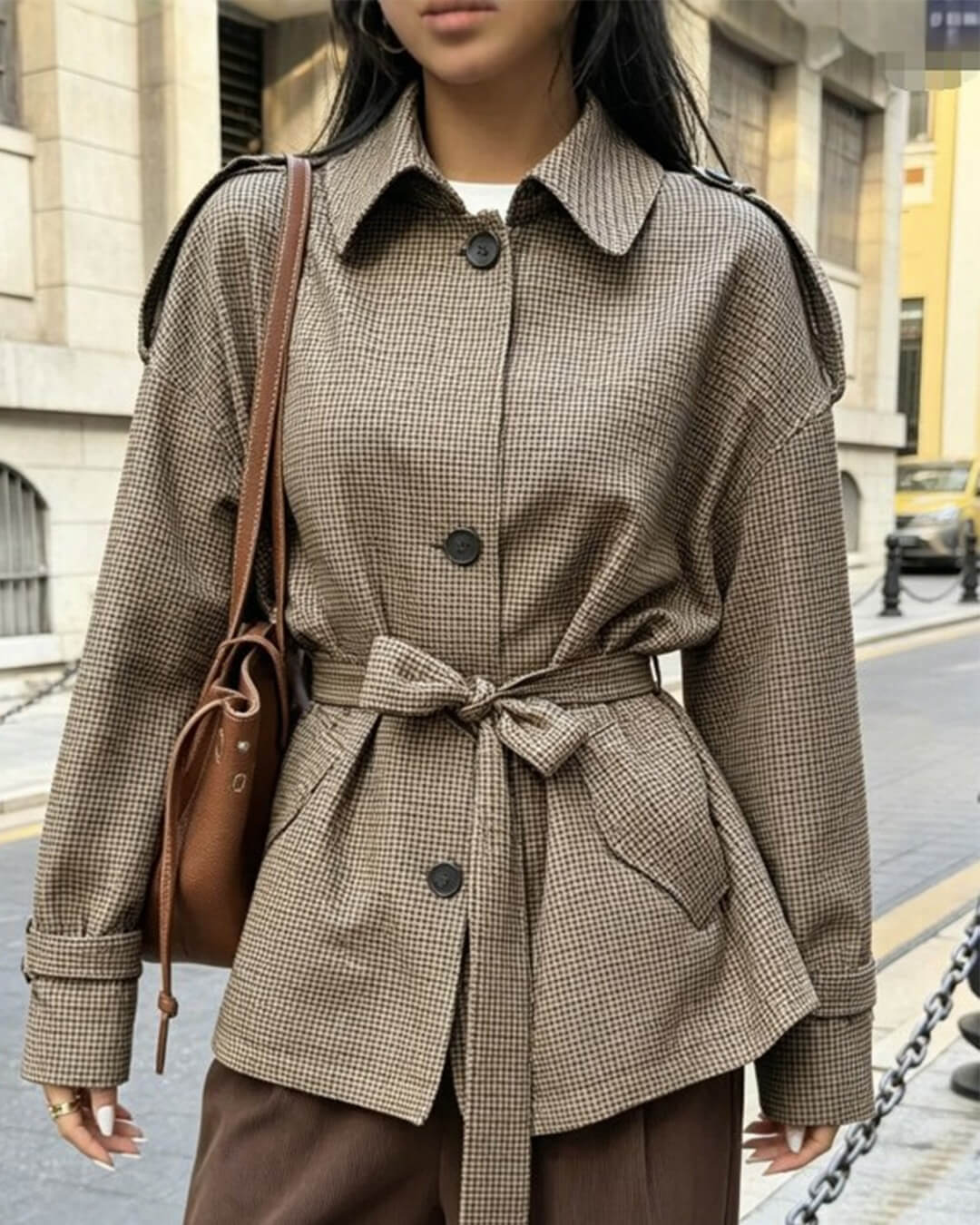 Teresa Houndstooth Plaid Blazer
