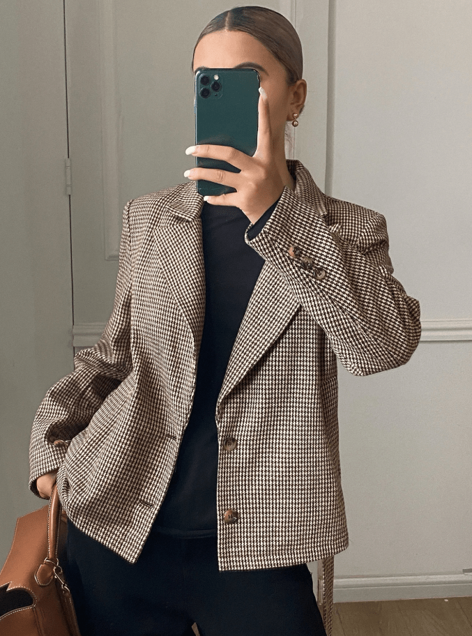Teresa Houndstooth Plaid Blazer