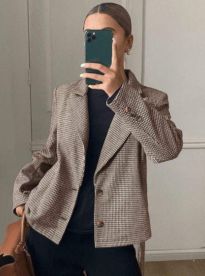 Teresa Houndstooth Plaid Blazer